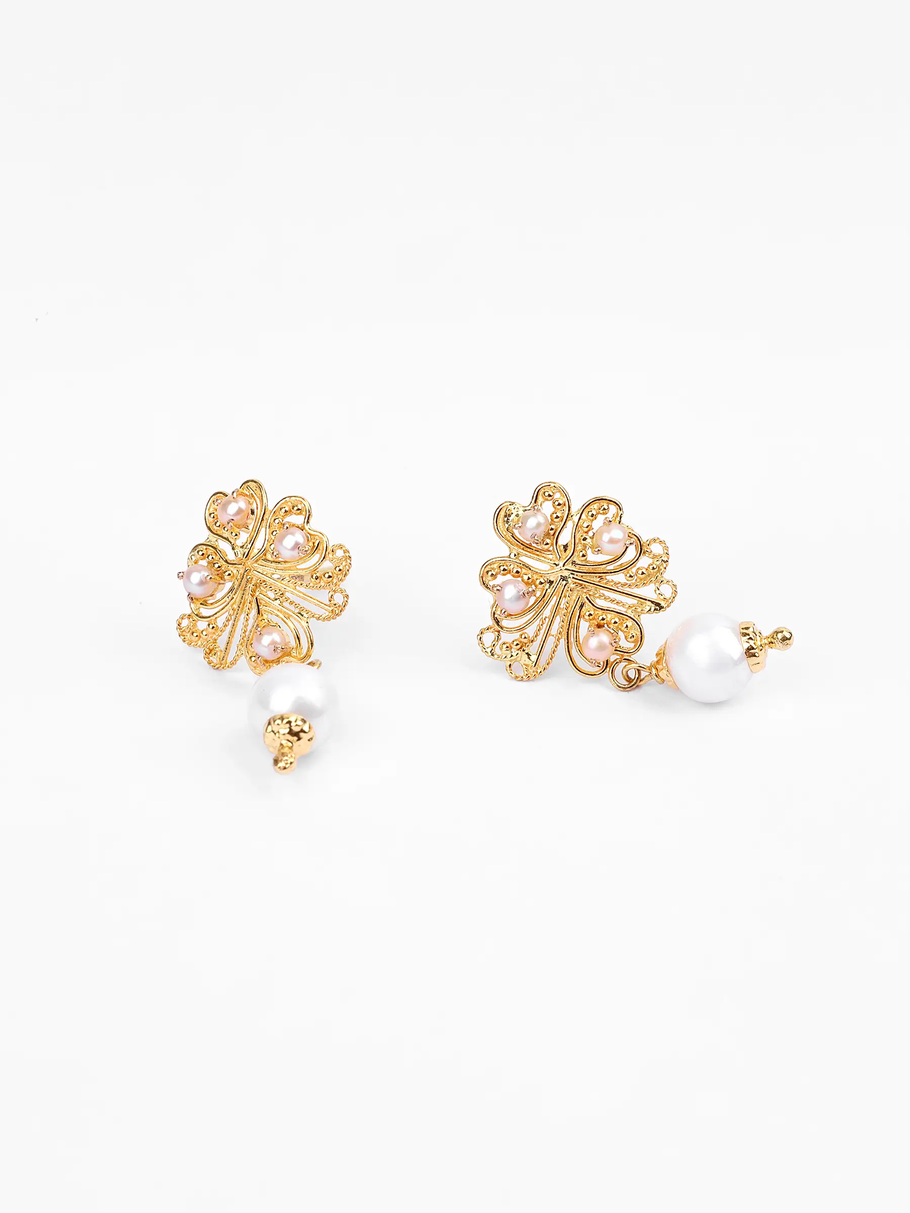 Pearl Adorned Butterfly Gold Earring