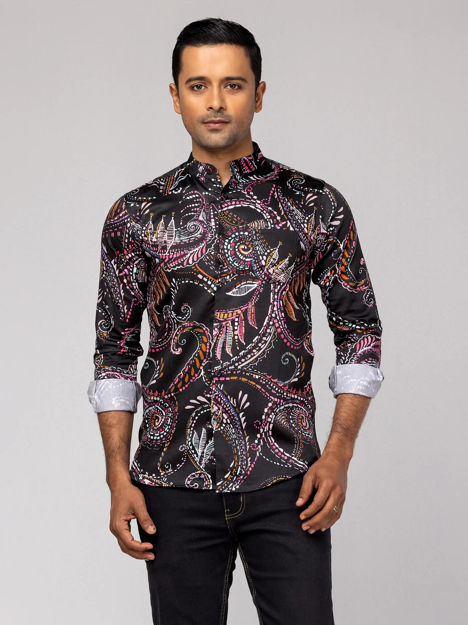 Khaki Cotton Fitted Shirt